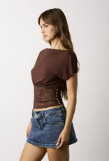 Kayla Fitted Lace Waist Off Shoulder Top