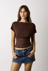 Kayla Fitted Lace Waist Off Shoulder Top