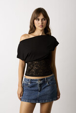 Kayla Fitted Lace Waist Off Shoulder Top