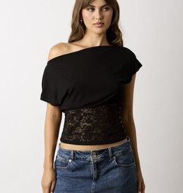 Kayla Fitted Lace Waist Off Shoulder Top