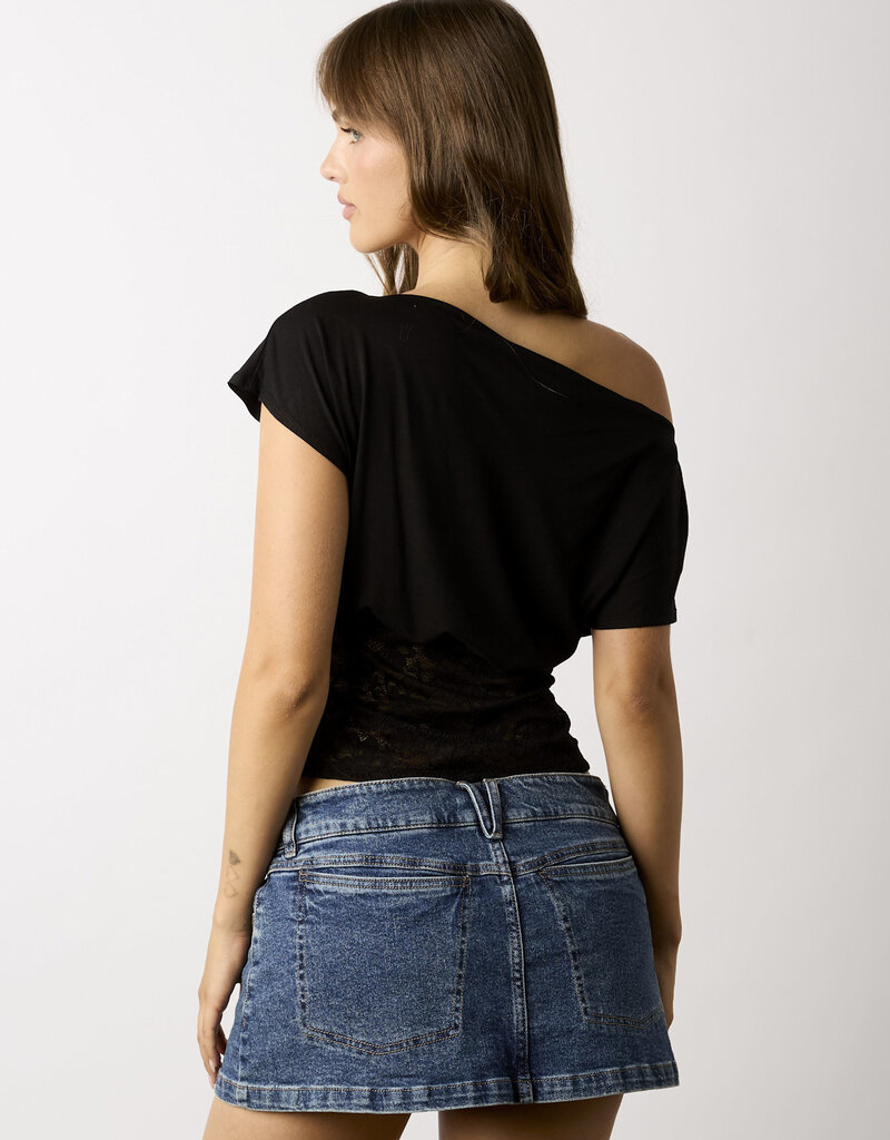 Kayla Fitted Lace Waist Off Shoulder Top