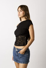 Kayla Fitted Lace Waist Off Shoulder Top