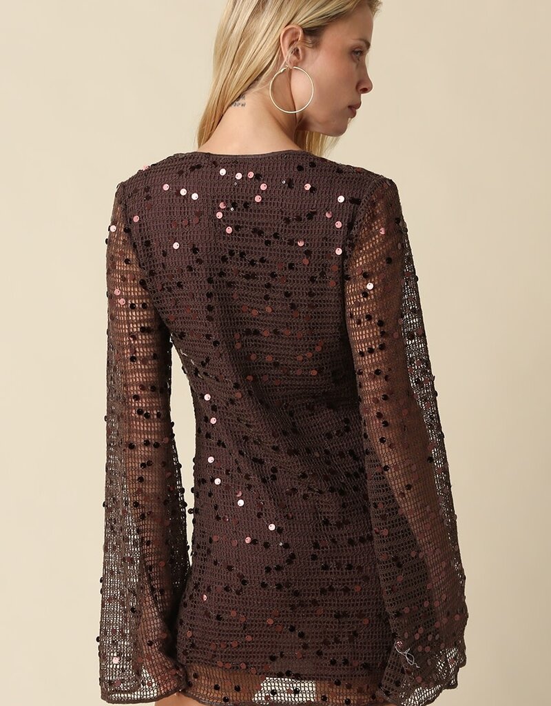 Chasing Sunshine Sequin Long Sleeve Mini Dress