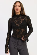 Long Sleeve Mock Neck Lace Top