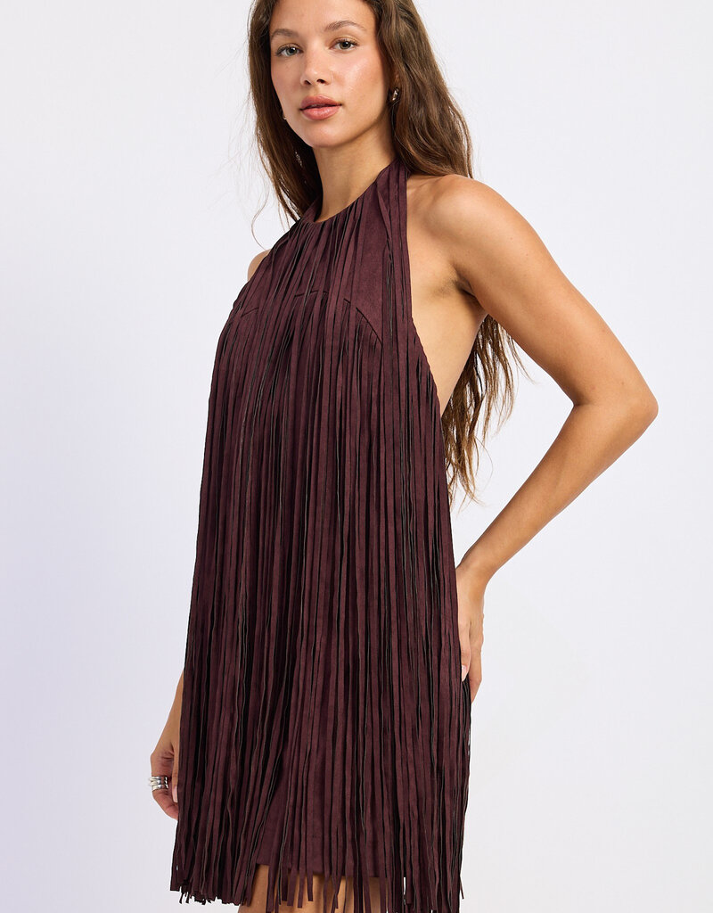 Kacey Faux Suede Fringe Mini Dress