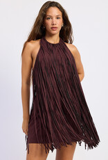 Kacey Faux Suede Fringe Mini Dress