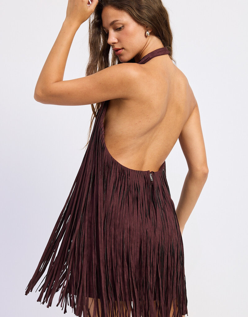 Kacey Faux Suede Fringe Mini Dress