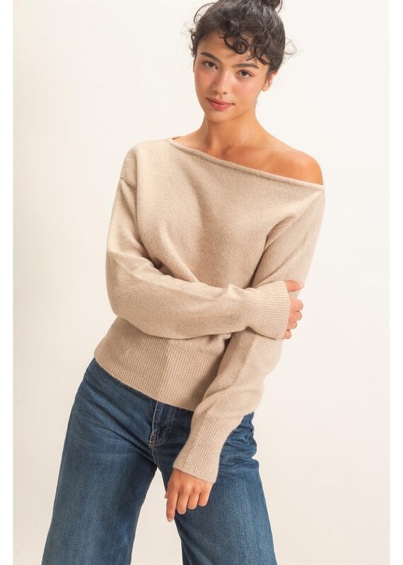 Leeann Off The Shoulder Long Sleeve Sweater