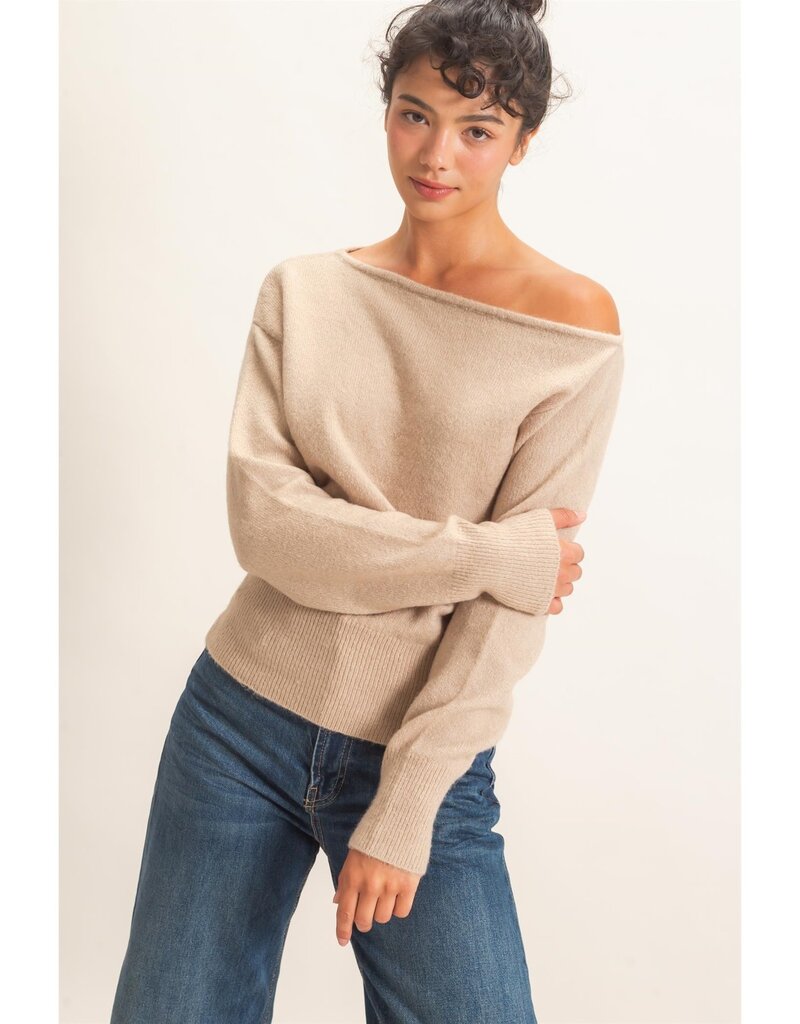Leeann Off The Shoulder Long Sleeve Sweater