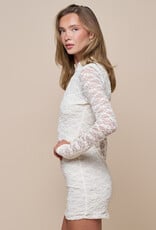 Jade Lace Keyhole Neck Long Sleeve Mini Dress
