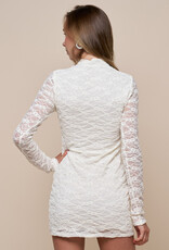 Jade Lace Keyhole Neck Long Sleeve Mini Dress