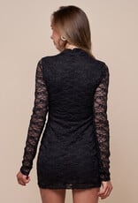 Jade Lace Keyhole Neck Long Sleeve Mini Dress
