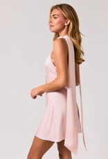 Elisa Attached Scarf Halter Satin Mini Dress