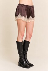 Celia Lace Trim Satin Shorts