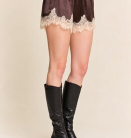 Celia Lace Trim Satin Shorts