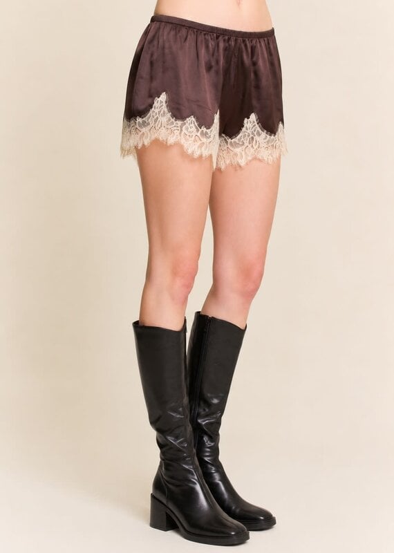 Celia Lace Trim Satin Shorts