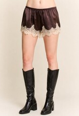 Celia Lace Trim Satin Shorts