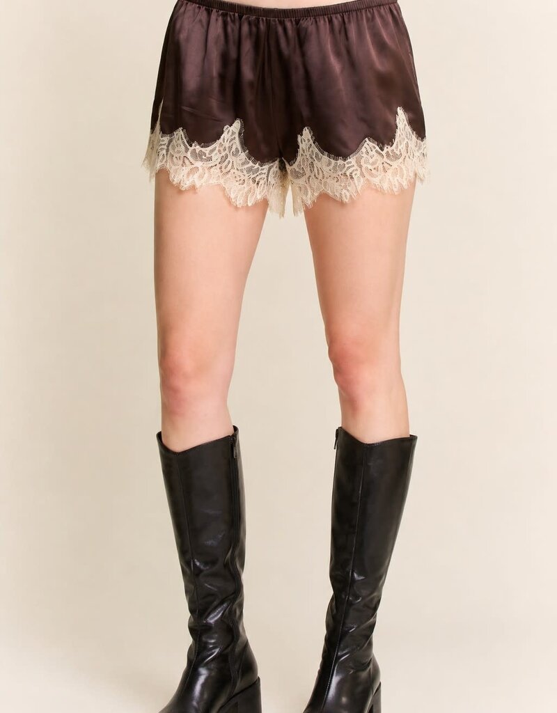 Celia Lace Trim Satin Shorts