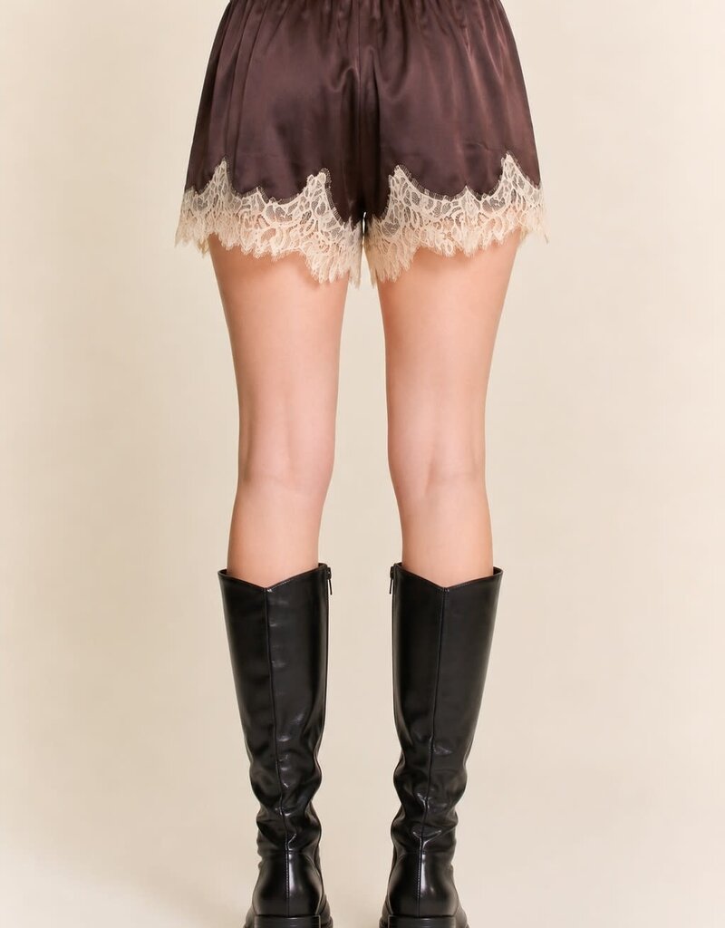 Celia Lace Trim Satin Shorts