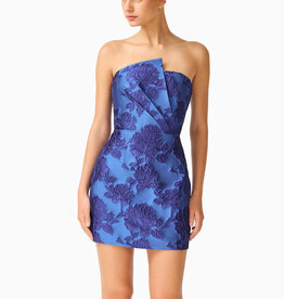Elliatt Sorelle Strapless Asymmetric Floral Jacquard Mini Dress