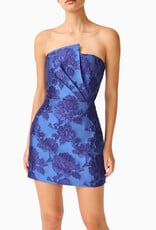 Elliatt Sorelle Strapless Asymmetric Floral Jacquard Mini Dress