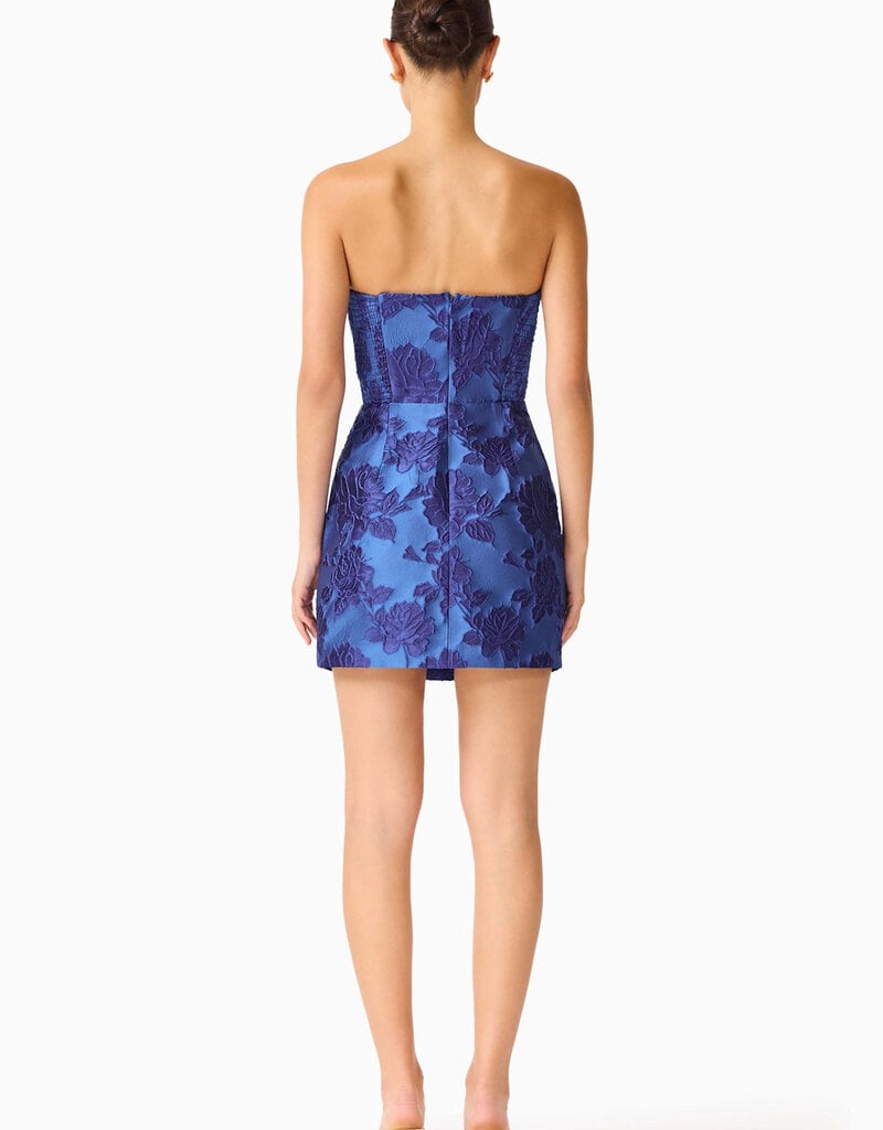 Elliatt Sorelle Strapless Asymmetric Floral Jacquard Mini Dress