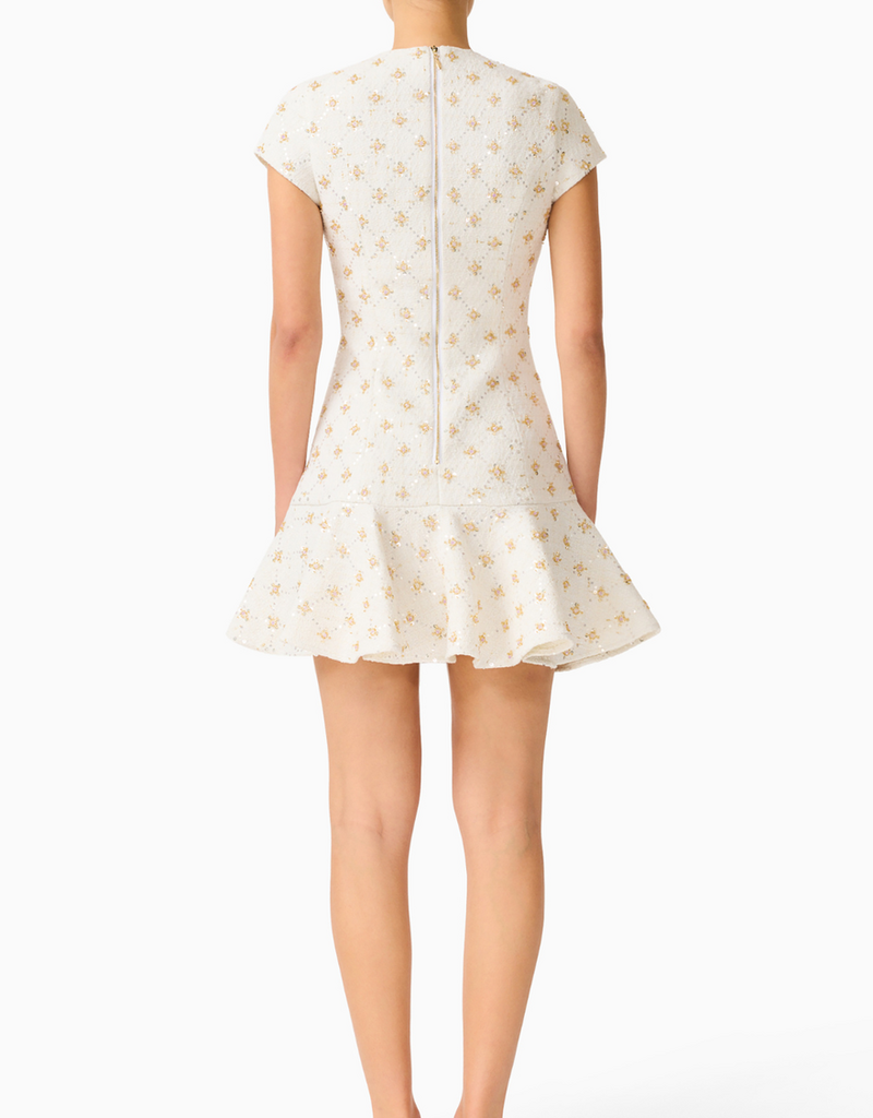 Elliatt Liore Tweed Sequin Bead Embellished Mini Dress
