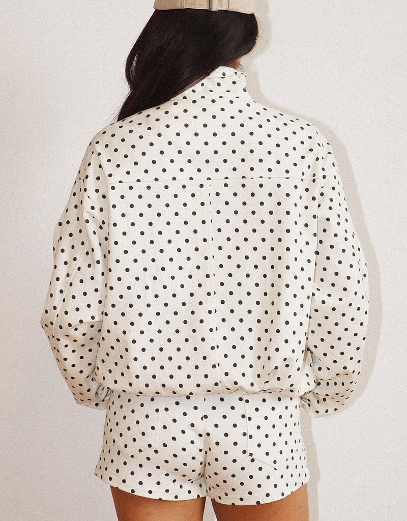 Polka Dot Zip Up Windbreaker Jacket