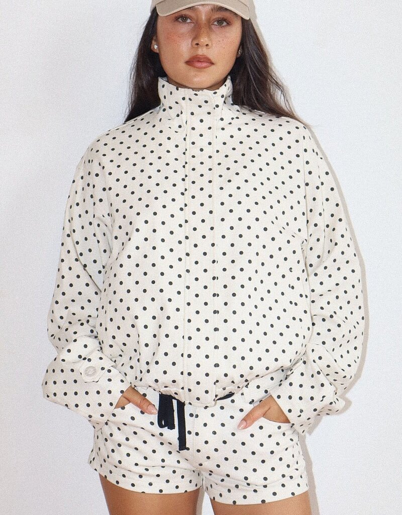 Polka Dot Zip Up Windbreaker Jacket
