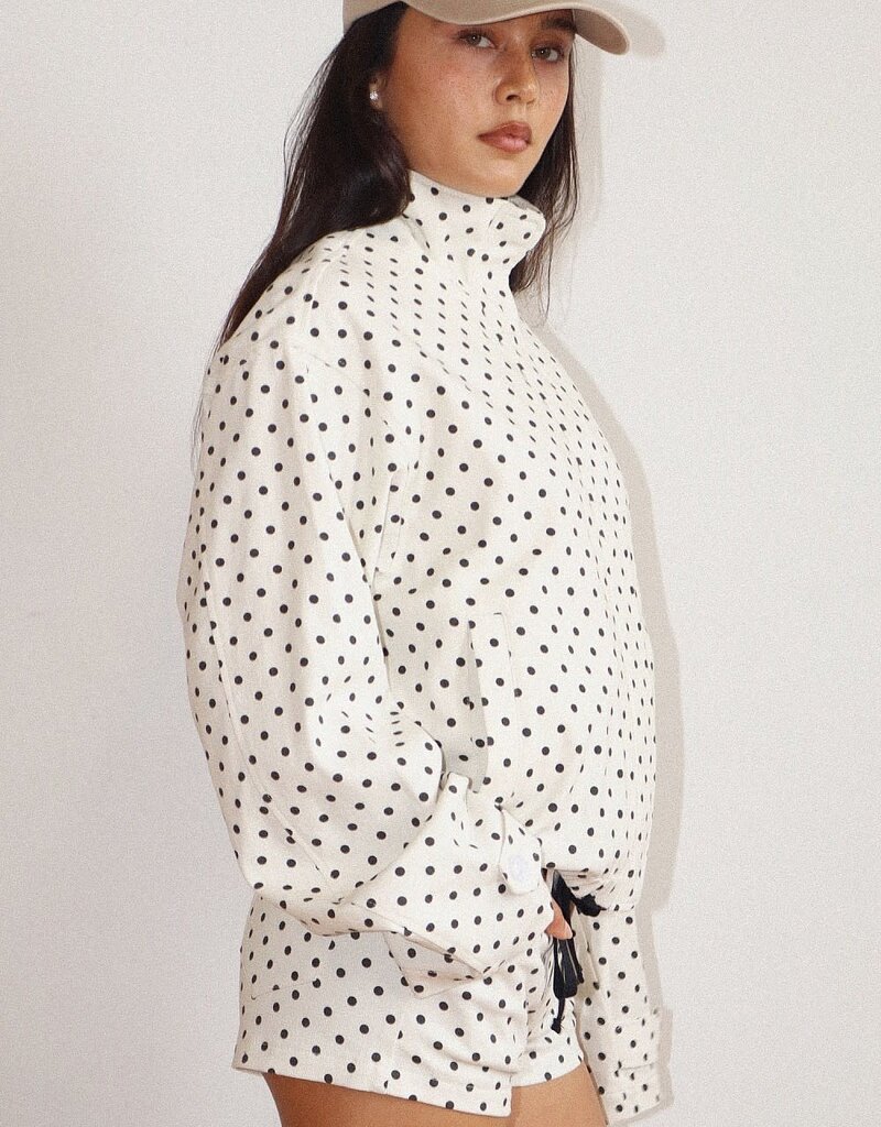 Polka Dot Zip Up Windbreaker Jacket
