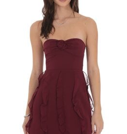 Lucy In The Sky Chiffon Strapless Rosette Ruffle Mini Dress