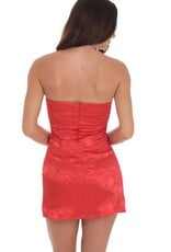 Paisley Jacquard Strapless Mini Dress