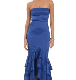 Lucy In The Sky Strapless Satin Ruffle Hem Maxi Dress