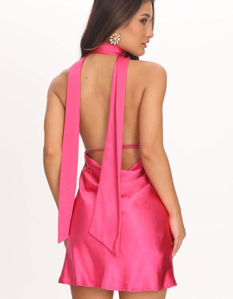 Amanda Satin Halter Scarf Mini Dress