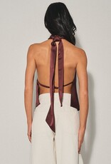 Georgetta Satin Asymmetrical Open Back Top