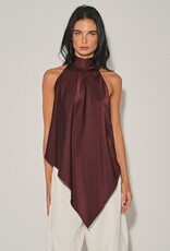 Georgetta Satin Asymmetrical Open Back Top