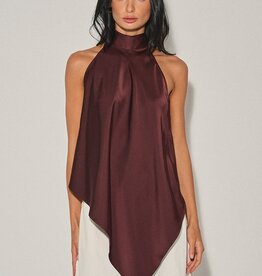 Georgetta Satin Asymmetrical Open Back Top