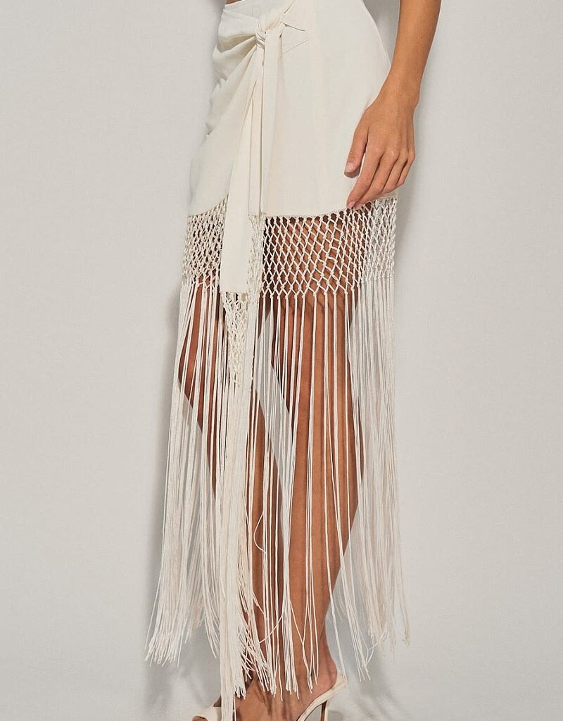 Cyprus Wrap Fringe Mini Skirt