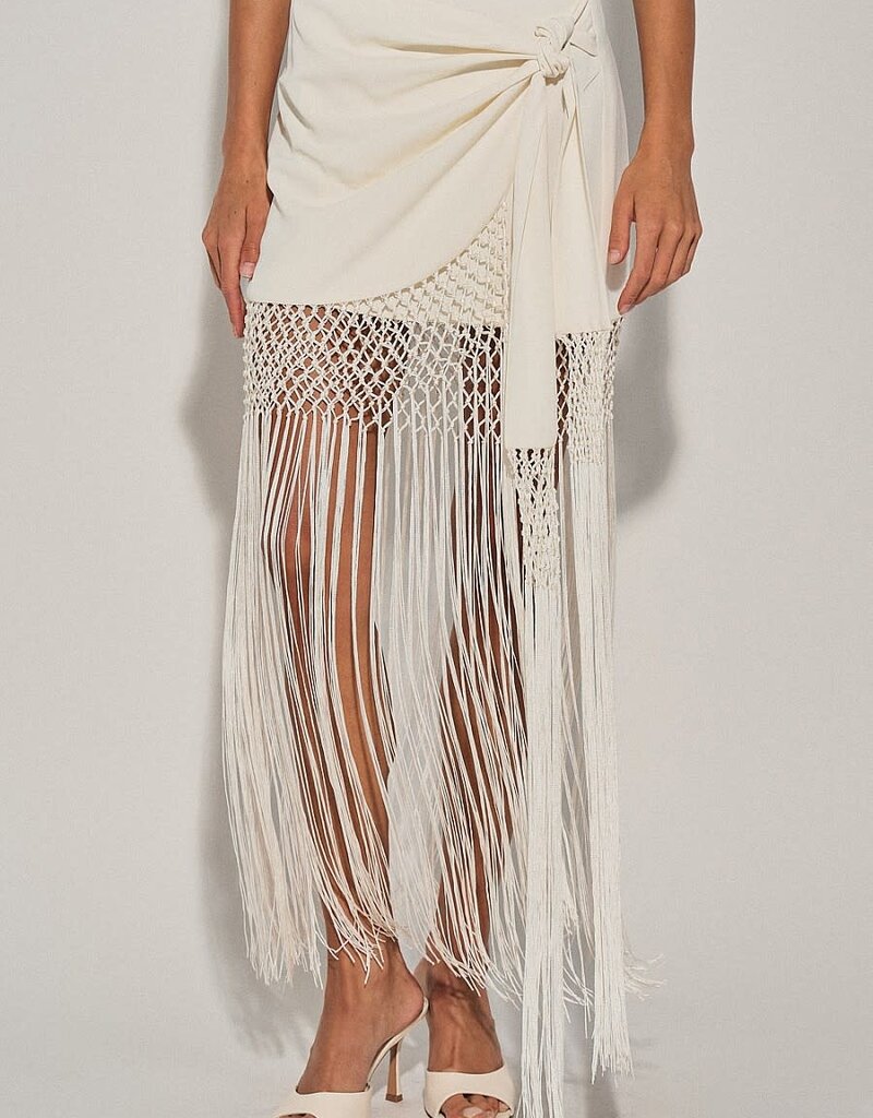 Cyprus Wrap Fringe Mini Skirt