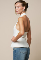 Mandarin Collar Clasp Button Halter Top