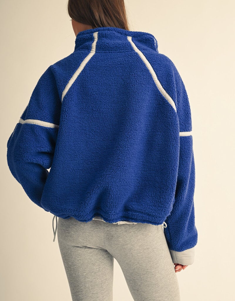 Contrast Trim Fleece Half Zip Pullover