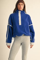 Contrast Trim Fleece Half Zip Pullover