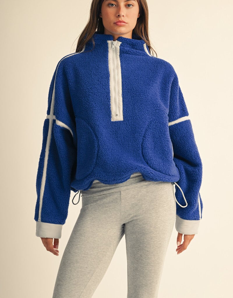 Contrast Trim Fleece Half Zip Pullover