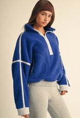 Contrast Trim Fleece Half Zip Pullover