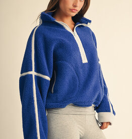 Contrast Trim Fleece Half Zip Pullover