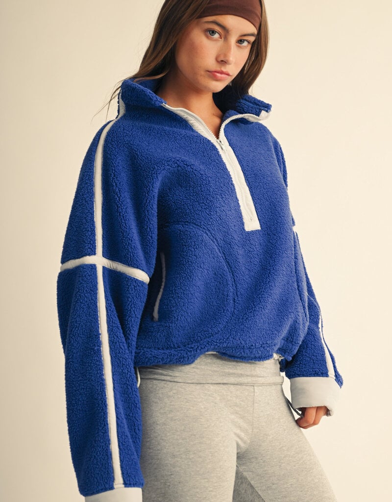 Contrast Trim Fleece Half Zip Pullover