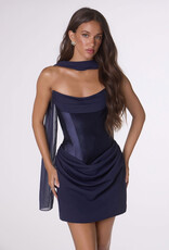 Amina Satin Strapless Drape Front Mini Dress