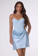 Ramina Satin Strapless Draped Front Mini Dress