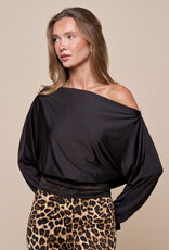 Lace Hem Off Shoulder Long Sleeve Top