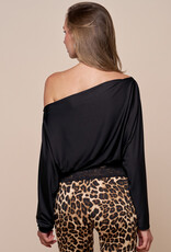 Lace Hem Off Shoulder Long Sleeve Top
